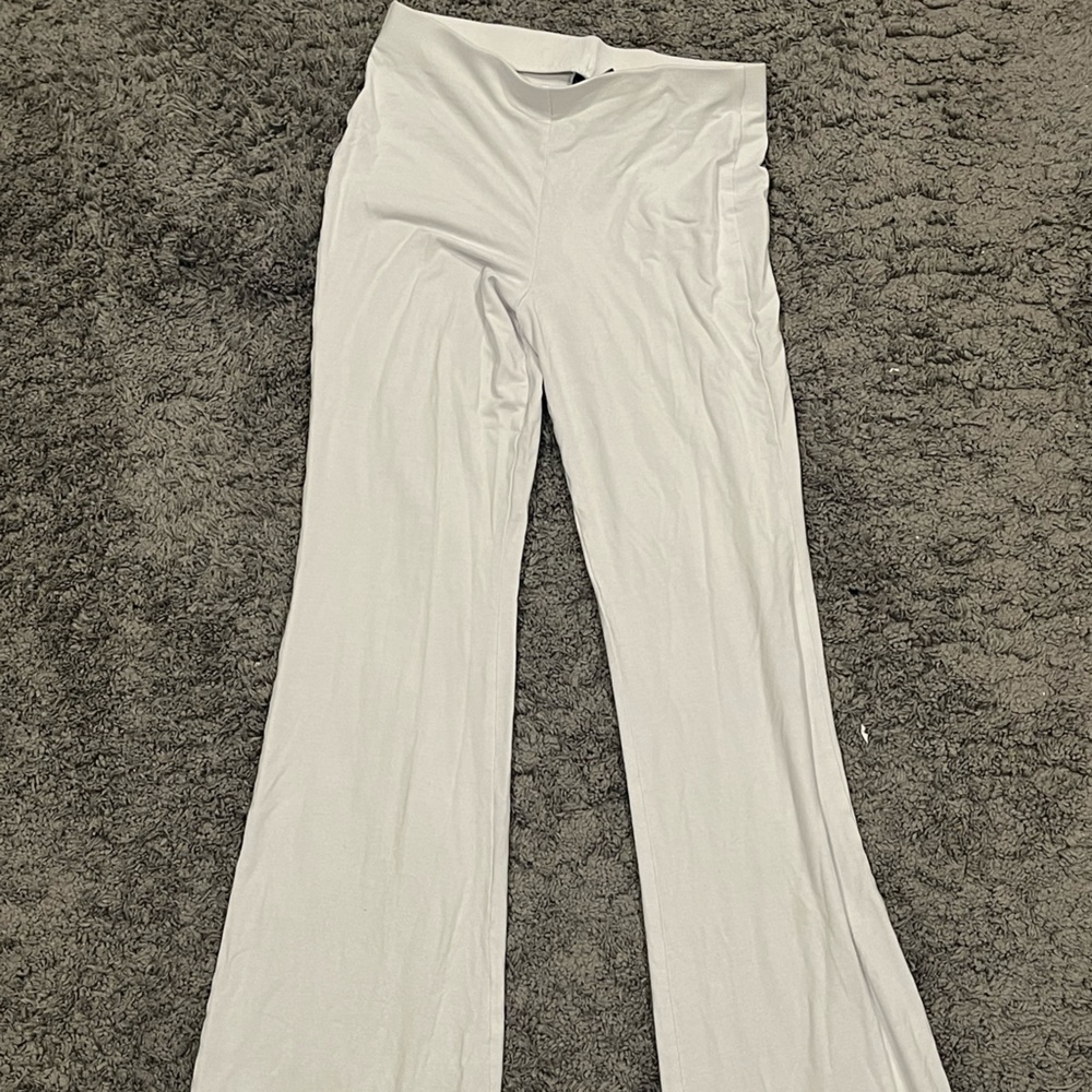 White flare pants